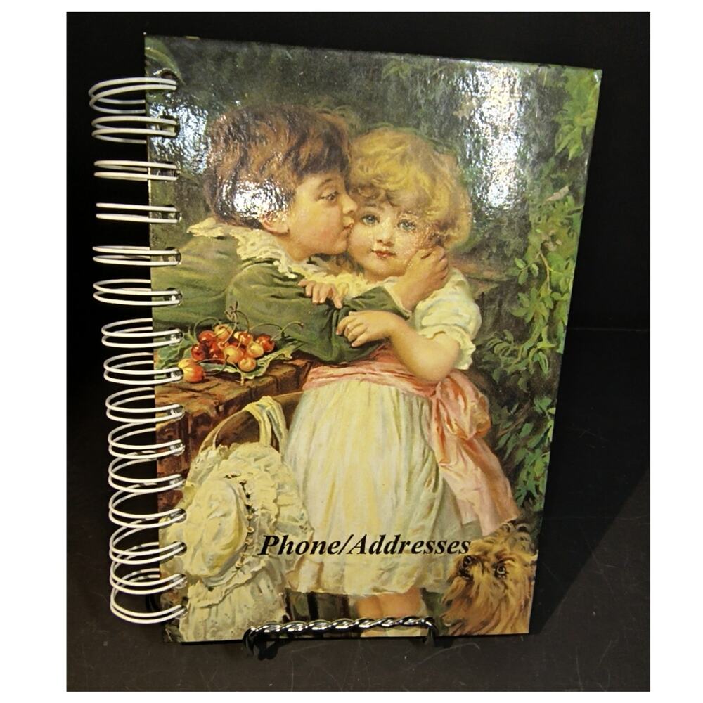 1471.  Hardback Spiral Phone & Address Book Vintage Art